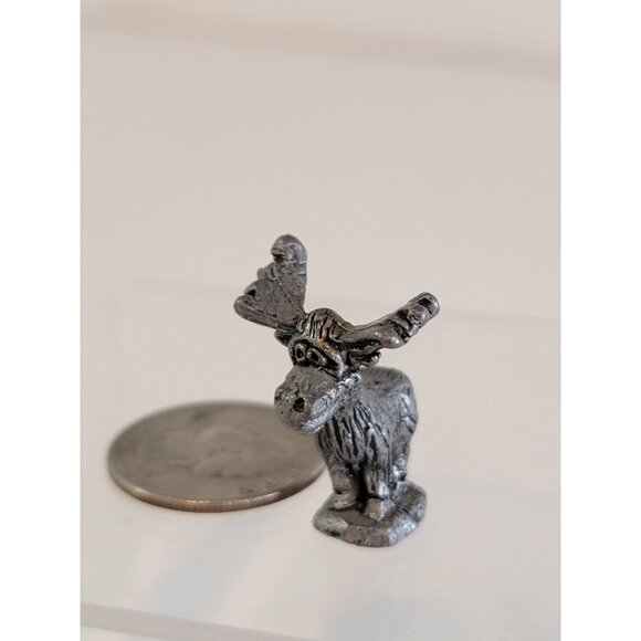 Solid Pewter Silver MOOSE Funny Highly Detailed Figurine Bartlett - Picture 1 of 7
